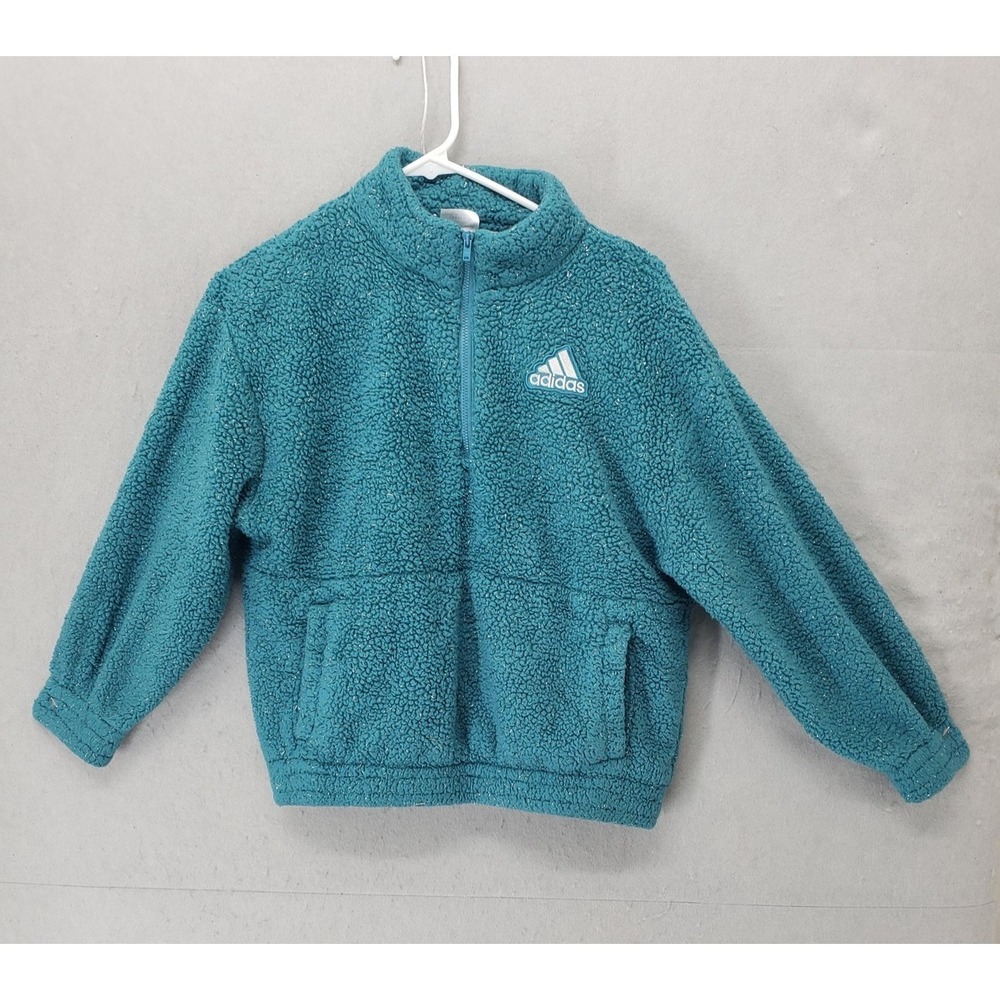 Adidas Pullover Womens Large Sherpa Fleece Quarter Zip Metallic Cozy Loose Fit